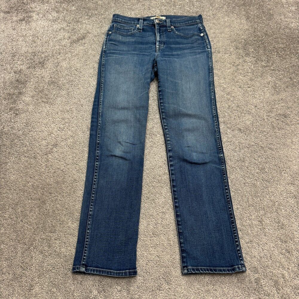 Rivet & Thread Slim Straight Denim Jeans Womens 27 Blue High Rise Stretch 28x27